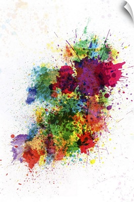 Map of Ireland made up of paint splatters