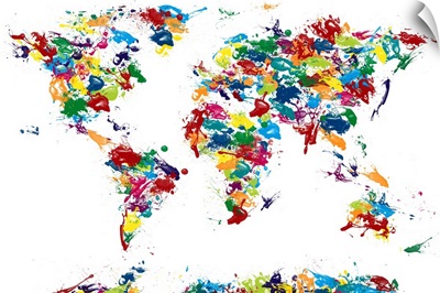 Map of the world made up from paint splatters