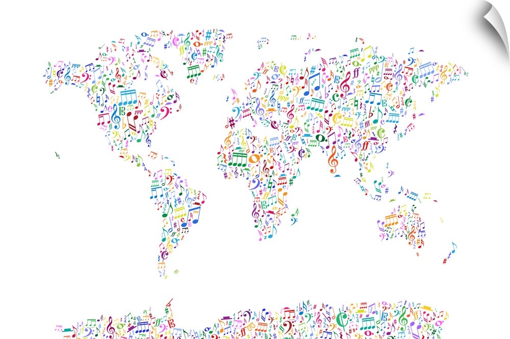 Music Notes Map of the World