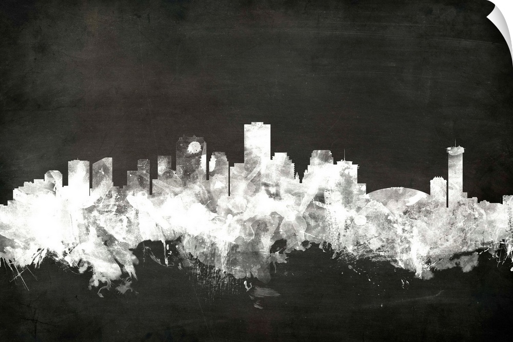 Black and white abstract skyline of New Orleans, Louisiana