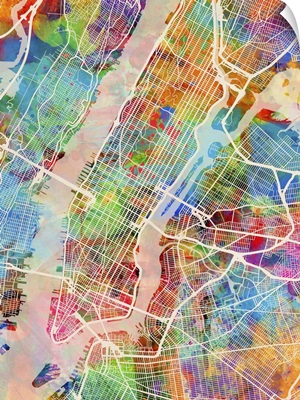 New York City Street Map, Multicolor