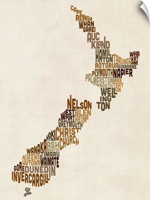 New Zealand Typography Text Map