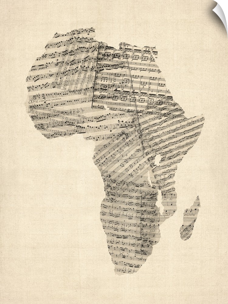 Old Sheet Music Map of Africa Map