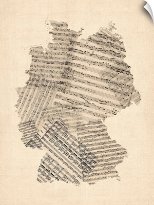 Old Sheet Music Map of Germany Map
