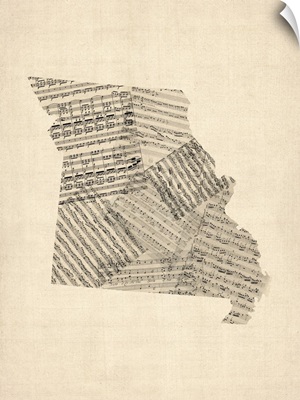 Old Sheet Music Map of Missouri