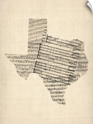 Old Sheet Music Map of Texas