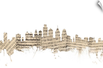 Philadelphia Pennsylvania Skyline Sheet Music Cityscape