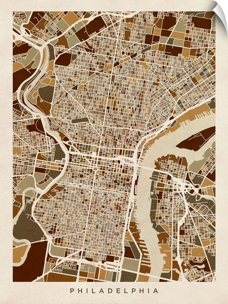 Art map of Philadelphia city streets.