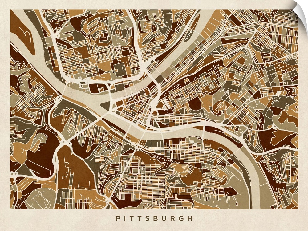 Art map of Pittsburgh city streets.