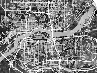 Quad Cities Street Map, Black and White
