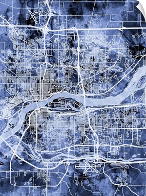 Quad Cities Street Map, Blue