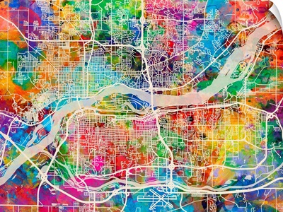 Quad Cities Street Map, Multicolor