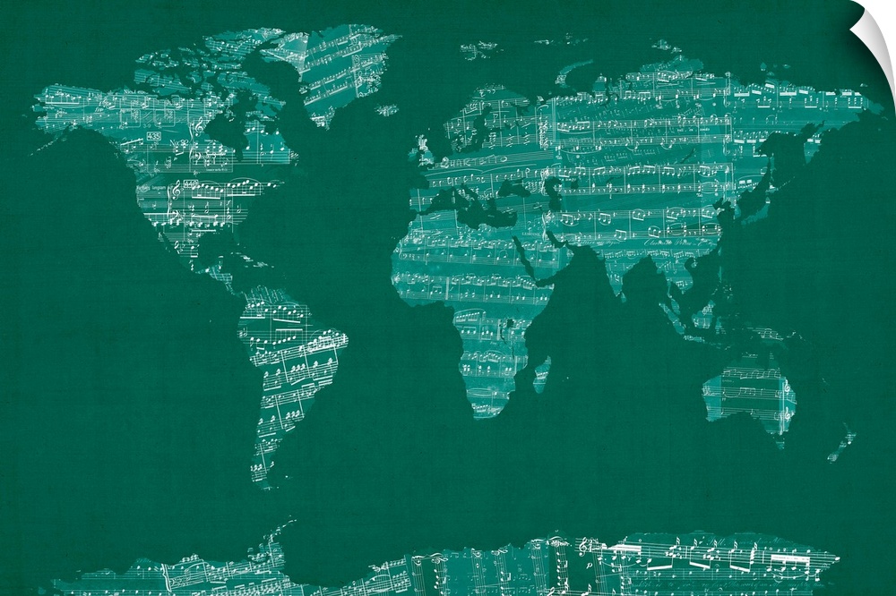 Sheet Music World Map, Green