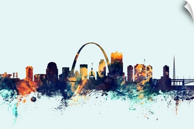 St Louis Missouri Skyline on Light Blue