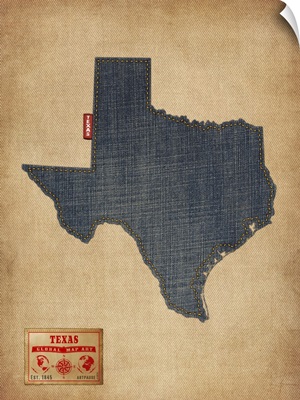 Texas Map Denim Jeans Style