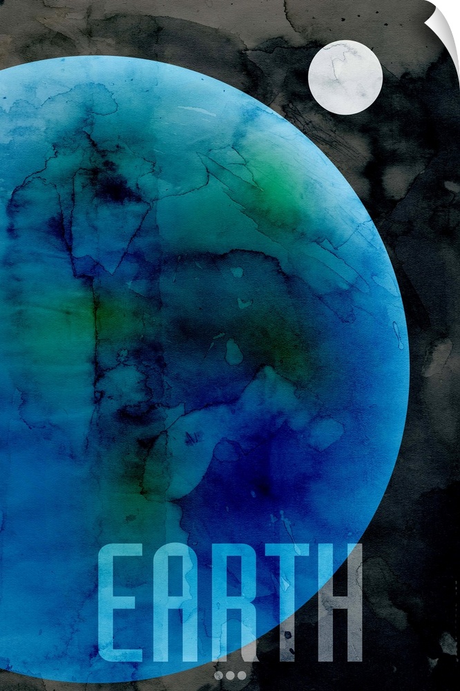 The Planet Earth, number 3 in a set of 9 prints featuring the planets of our Solar System. The Earth is the third planet f...