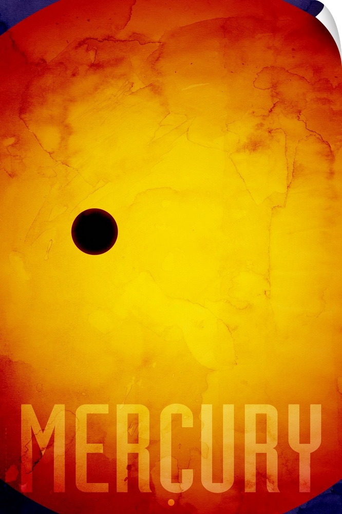 The Planet Mercury, number 1 in a set of 9 prints featuring the planets of our Solar System. Mercury is the first planet f...
