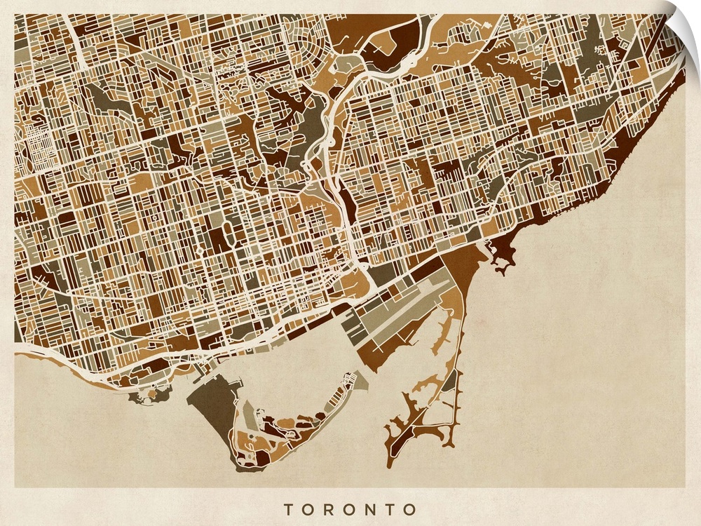 Art map of Toronto city streets.