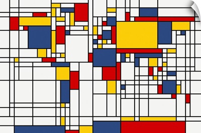 World Map Abstract Mondrian Style