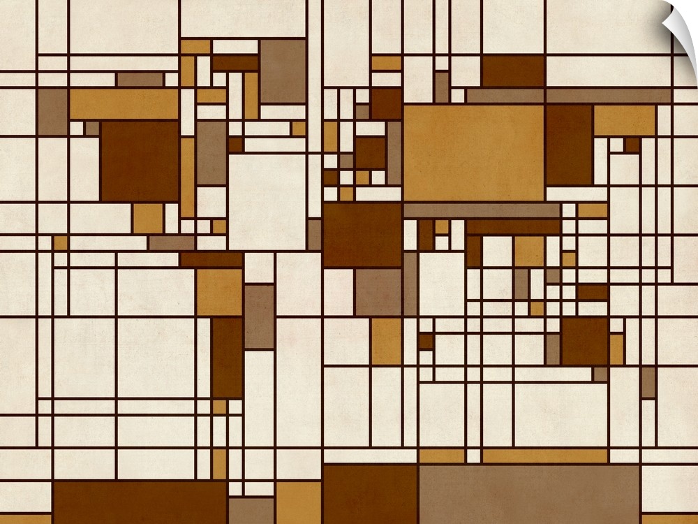 World Map Abstract Mondrian Style