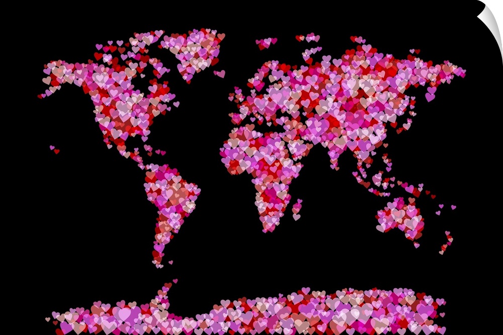 World Map made up of Hearts
