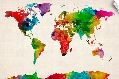 World Map made up of watercolor paint
