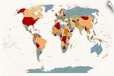 World Map Muted Colors