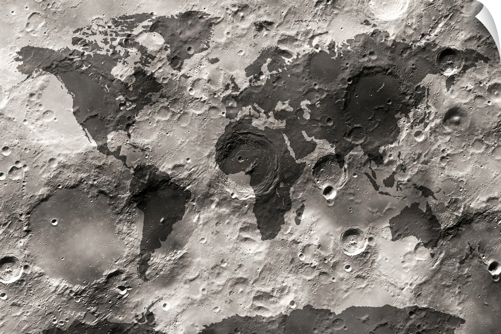 World map on Moon's surface