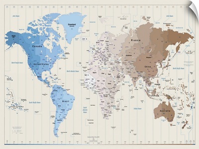 World Map showing timezones