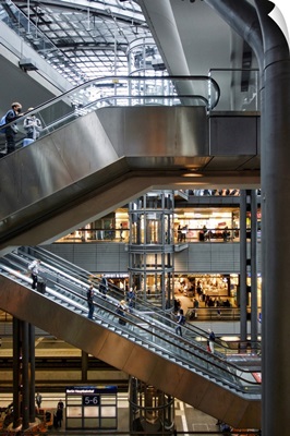 Germany, Berlin, Different Levels And Escalators At Local Central Station