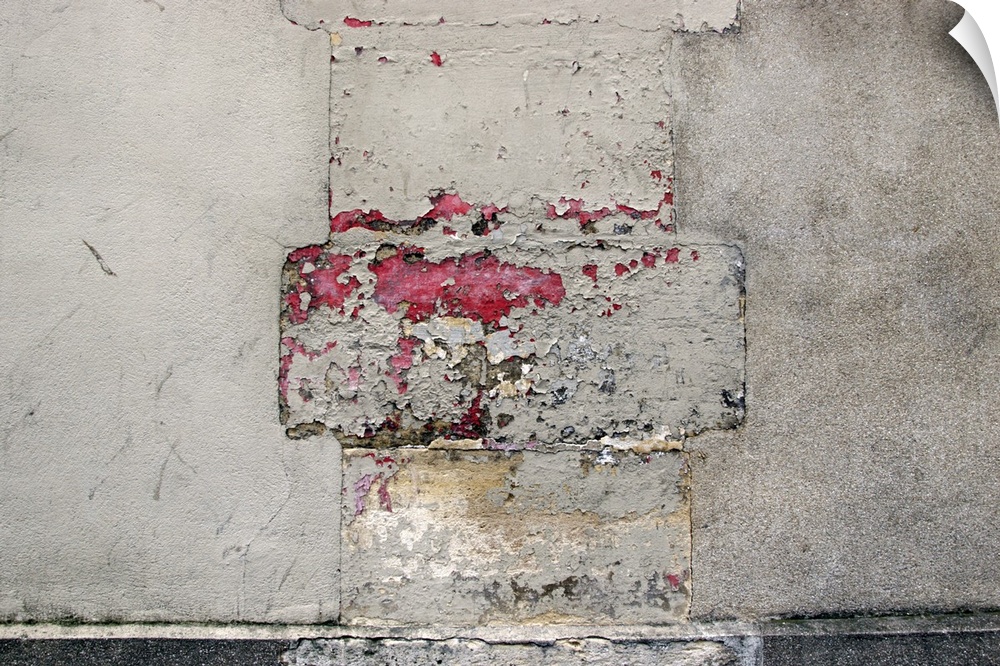 Paris, France. Remaining painting of a brick wall.