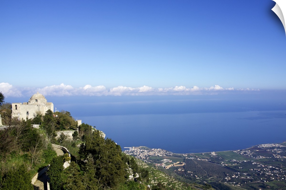 Mediterranean Sea view from the village of Erice, Sicily, Italy.