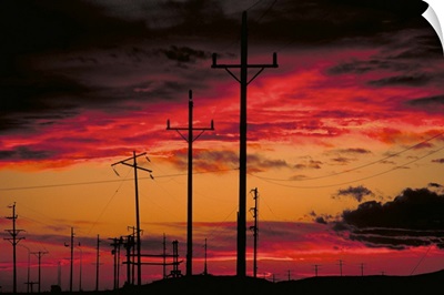 Sunset and poles