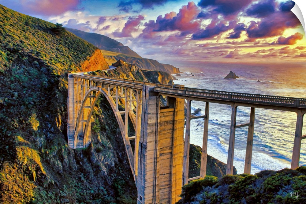 A spectacular view of the Bixby Bridge (built in 1932) and Highway One in Big Sur. Michael Lynberg's stunning works of pho...