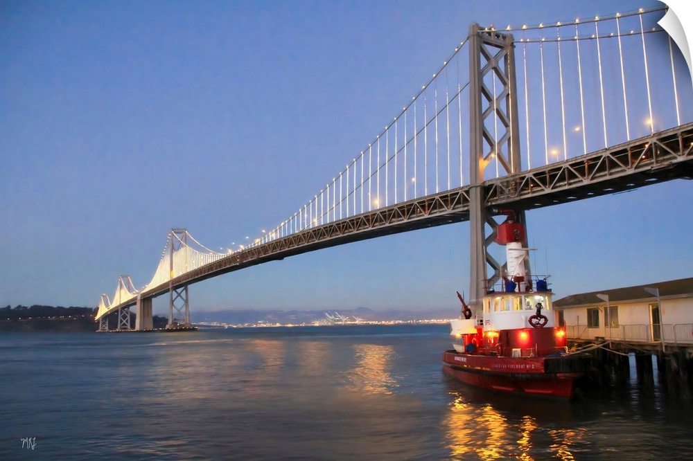 Opened in 1936, this section of the San Francisco-Oakland Bay Bridge is an enduring work of art. At its base is Fireboat S...