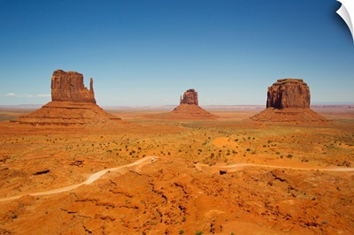 The rock formation called Mittens, and desert landscape