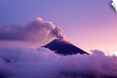 The Tungurahua volcano erupting at twilight