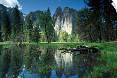 Granite reflecting in pool, Yosemite National Park, California