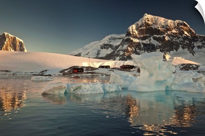 Museum, at sunset, Port Lockroy, Wiencke Island, Antarctic Peninsula, Antarctica