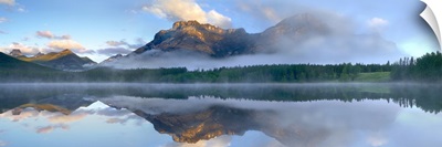 Panoramic view of Mt Kidd as seen from Wedge Pond, Alberta, Canada