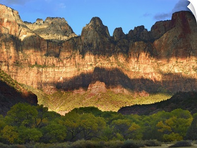 Towers of the Virgin with cloud shadows Zion National Park Utah