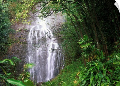 Waterfall along Hana coast, Maui, Hawaii