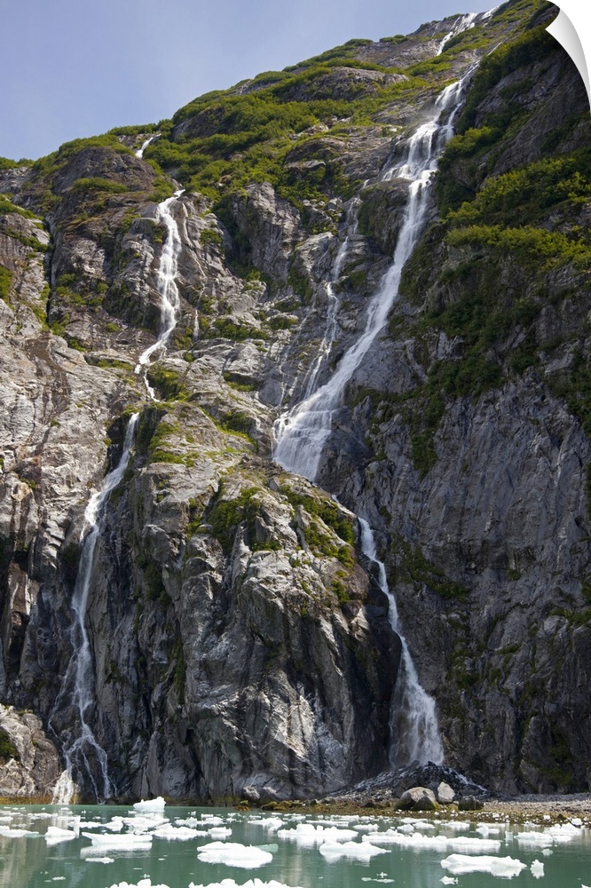 Waterfalls near South Sawyer Glacier, Tracy Arm, Tracy Arm-Fords Terror Wilderness, Tongass National Forest, Alaska