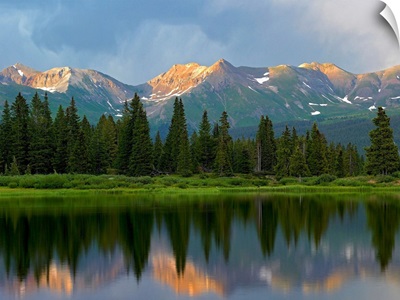 West Needle Mountains reflected in Molas Lake, Weminuche Wilderness, Colorado