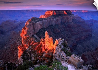 Wotans Throne at sunrise from Cape Royal, Grand Canyon National Park, Arizona