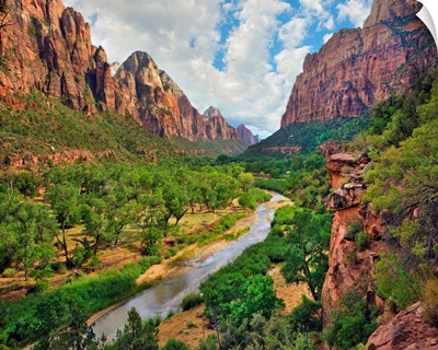 Zion Canyon And Virgin River, Zion National Park, Utah