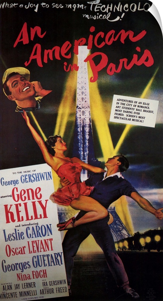 Lavish, imaginative musical features a sweeping score, and knockout choreography by Kelly. Ex-G.I. Kelly stays on in Paris...