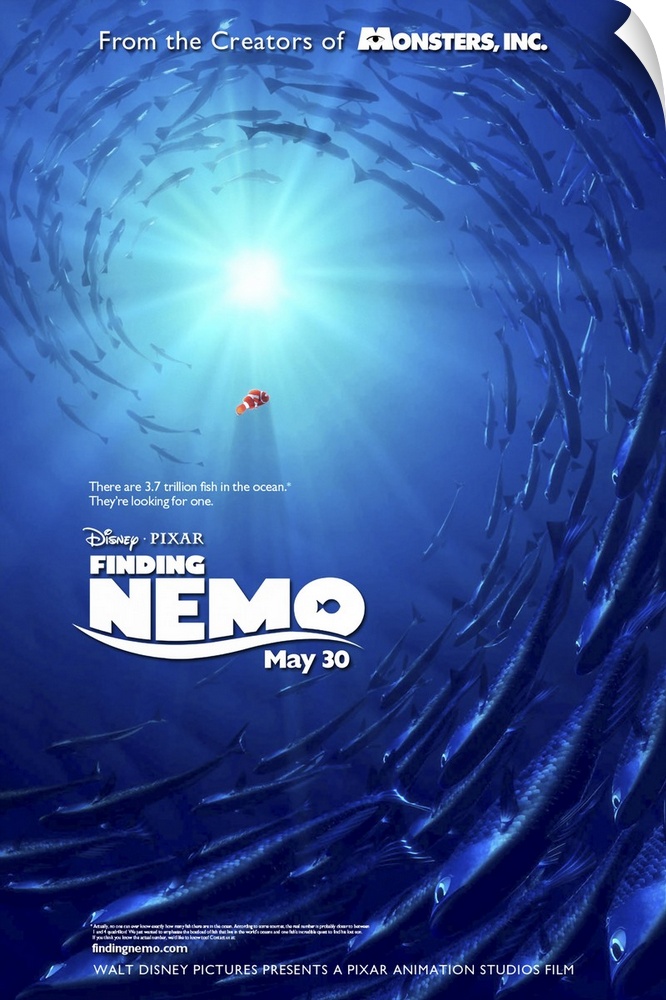 Movie Poster for the 2003 movie, Finding Nemo. The story of a clown fish who gets seperated from his father and the advent...