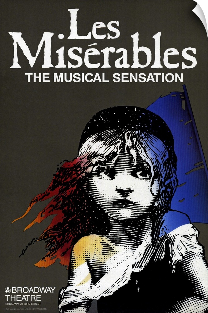 Large Broadway advertisement of Les Miserables on canvas.