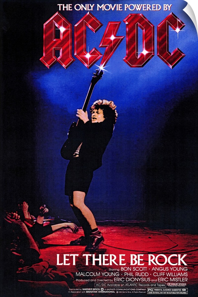 Poster for the movie titled "Let There Be Rock". It shows a guitar player at the edge of the stage playing with the crowds...